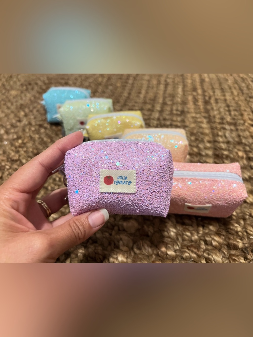 Ugly Tomato Glitter Faux Leather Mini Keychain Pouch